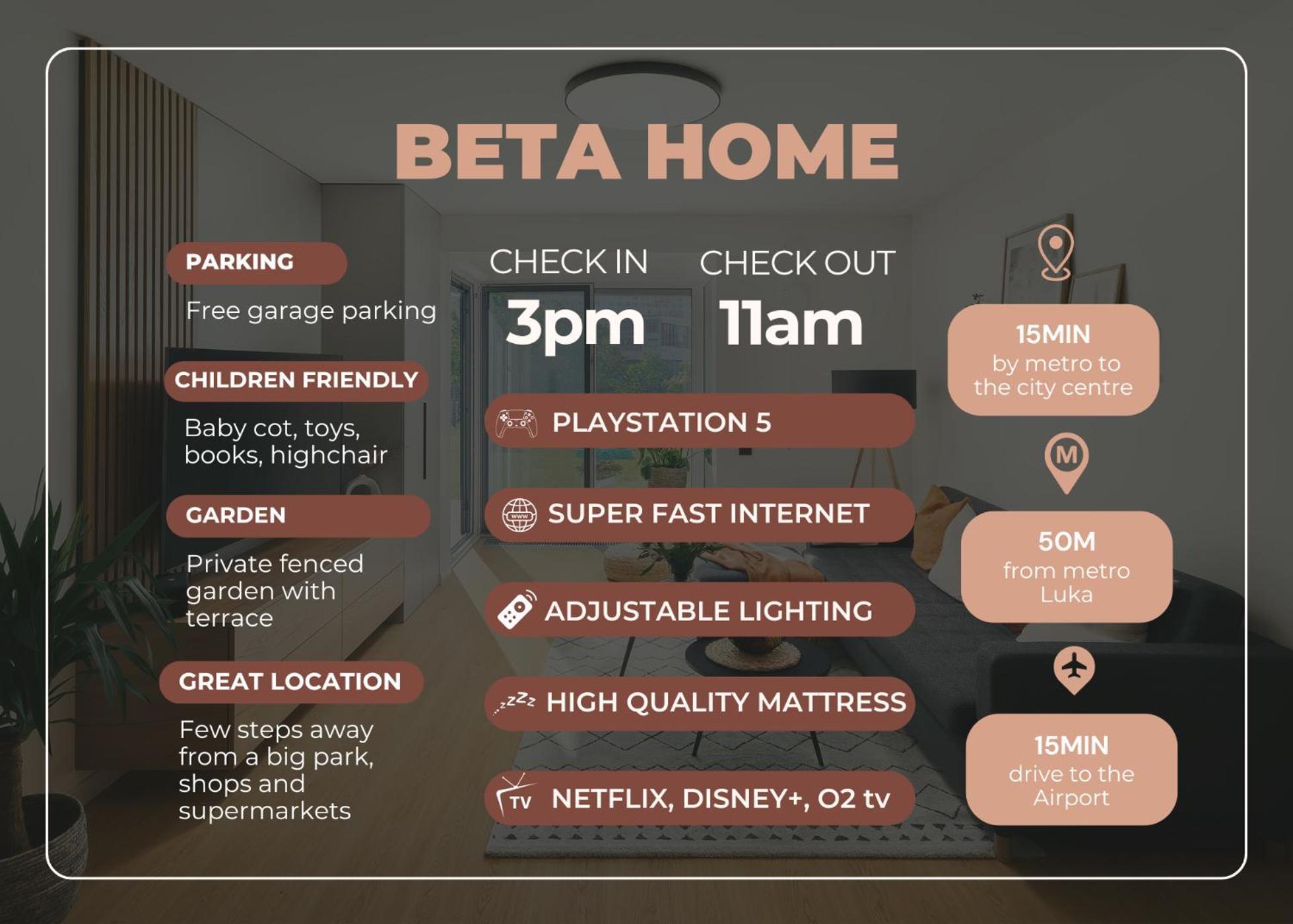 Beta - Garage, Air Condition, Garden, At Metro Apartmán *